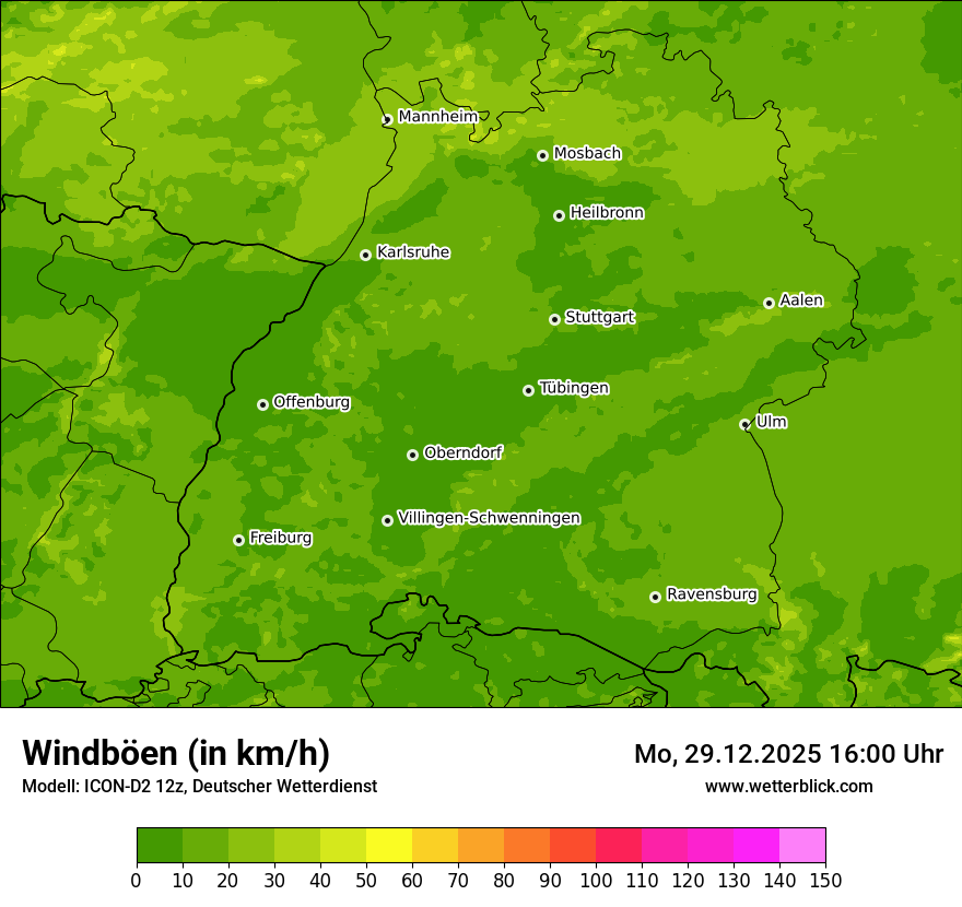 Modellkarten Windgeschwindigkeit