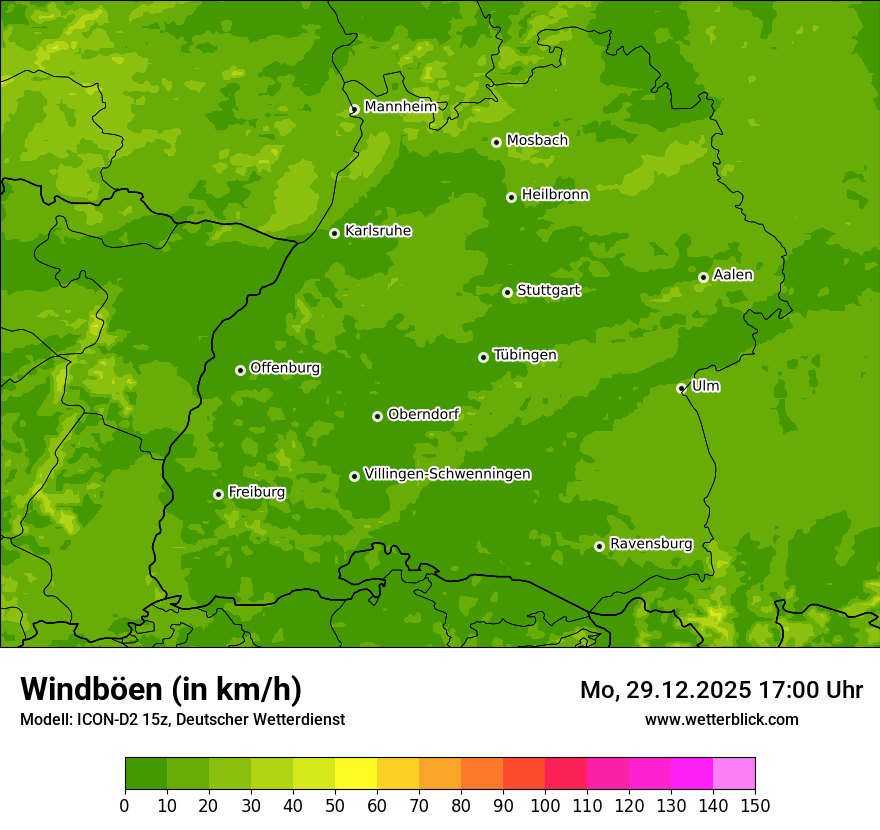 Modellkarten Windgeschwindigkeit
