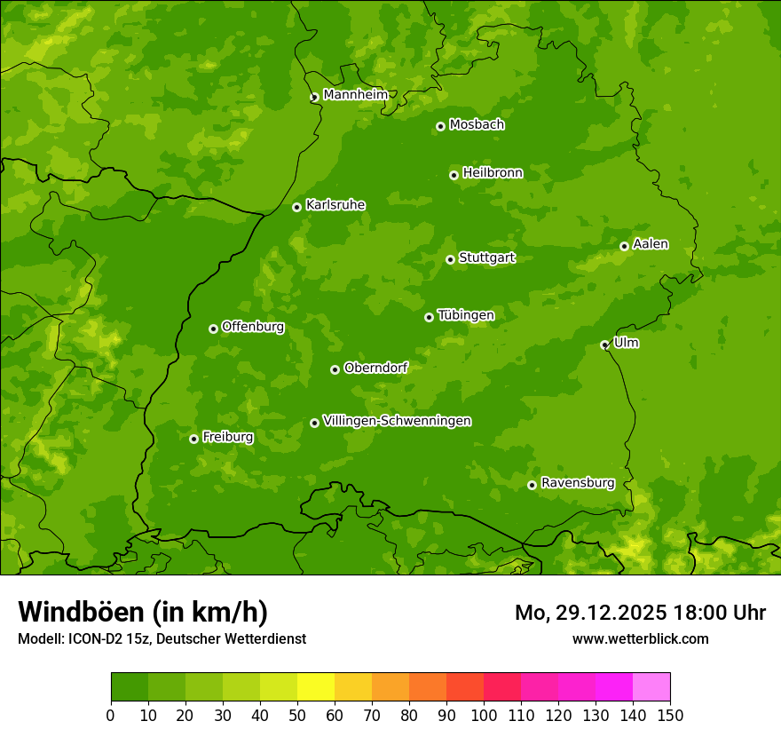 Modellkarten Windgeschwindigkeit