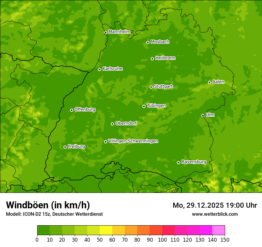 Modellkarten Windgeschwindigkeit