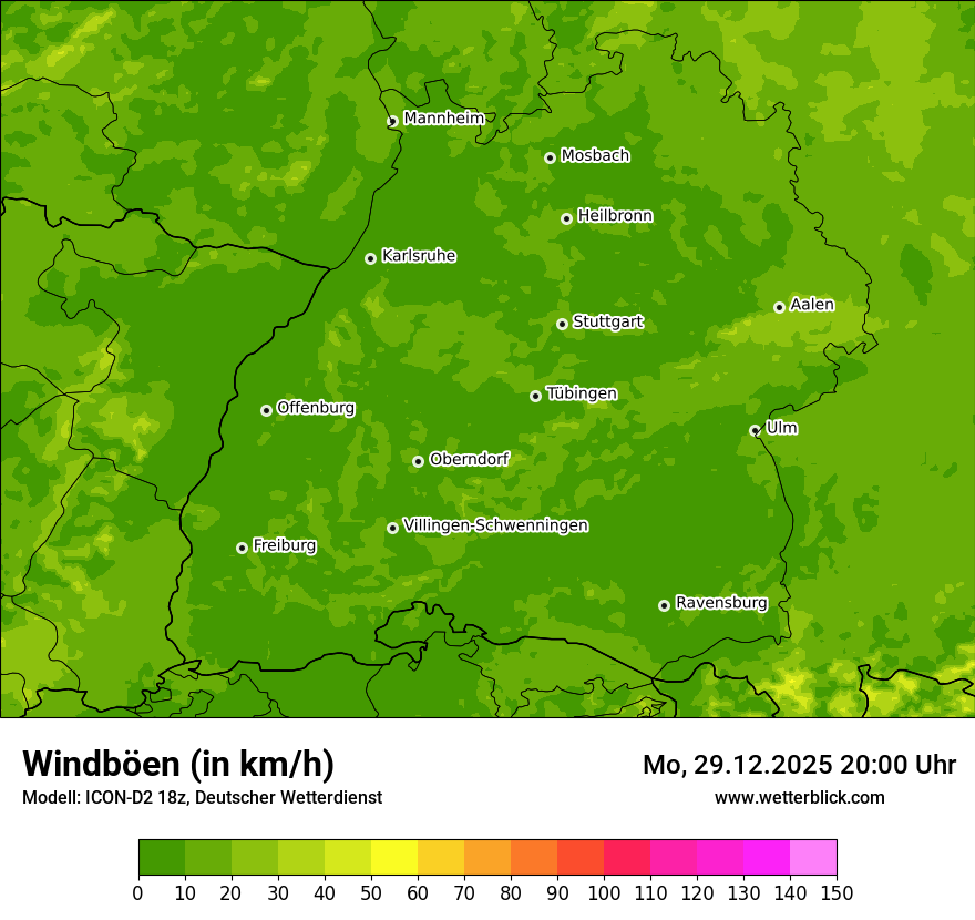 Modellkarten Windgeschwindigkeit