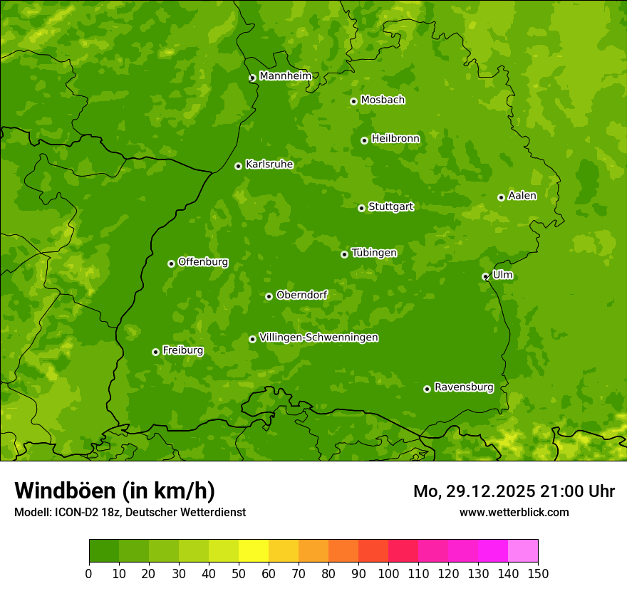 Modellkarten Windgeschwindigkeit