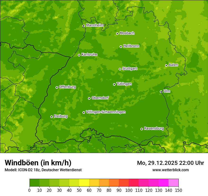 Modellkarten Windgeschwindigkeit