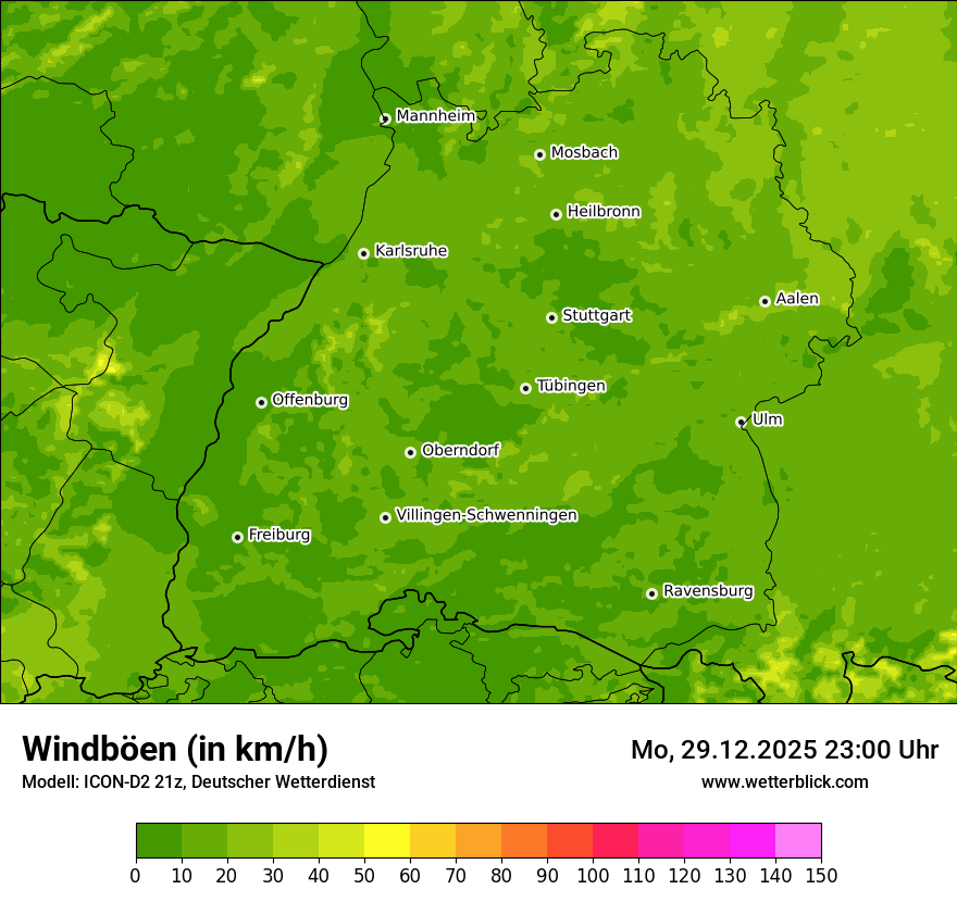 Modellkarten Windgeschwindigkeit