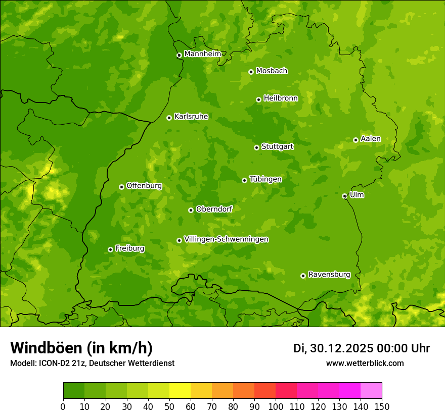 Modellkarten Windgeschwindigkeit