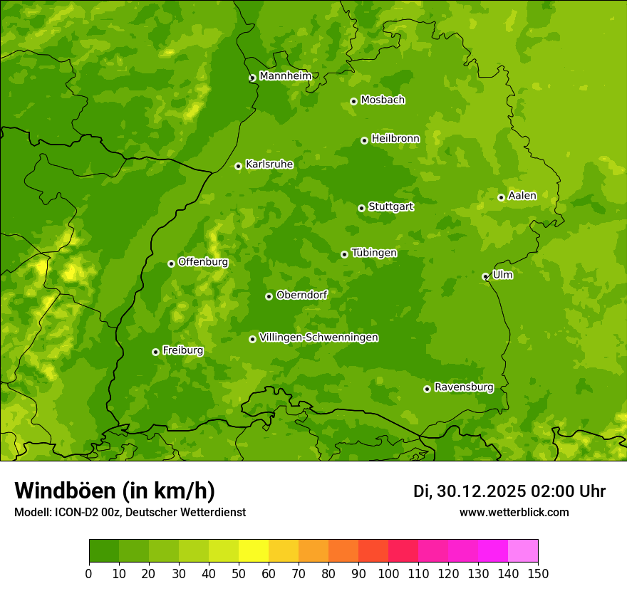 Modellkarten Windgeschwindigkeit