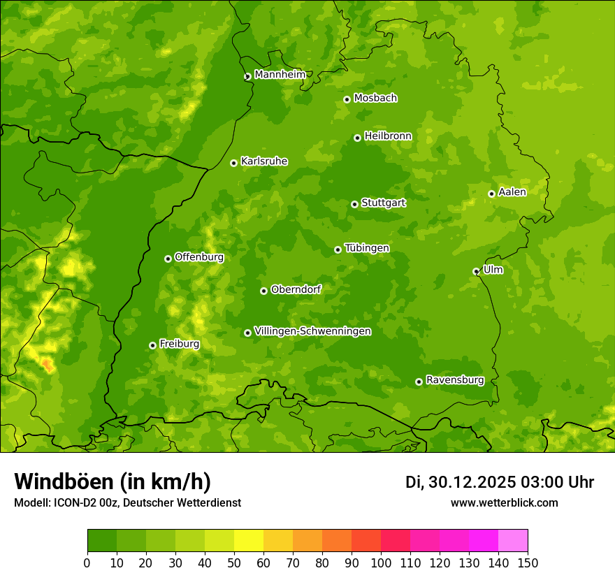 Modellkarten Windgeschwindigkeit