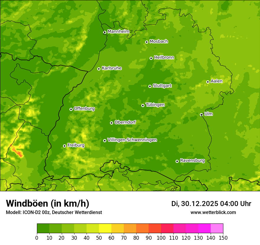 Modellkarten Windgeschwindigkeit
