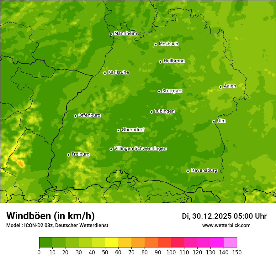 Modellkarten Windgeschwindigkeit