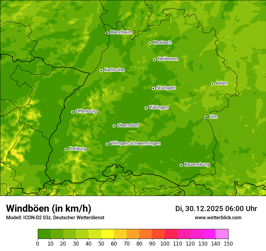 Modellkarten Windgeschwindigkeit