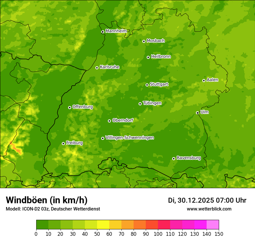 Modellkarten Windgeschwindigkeit