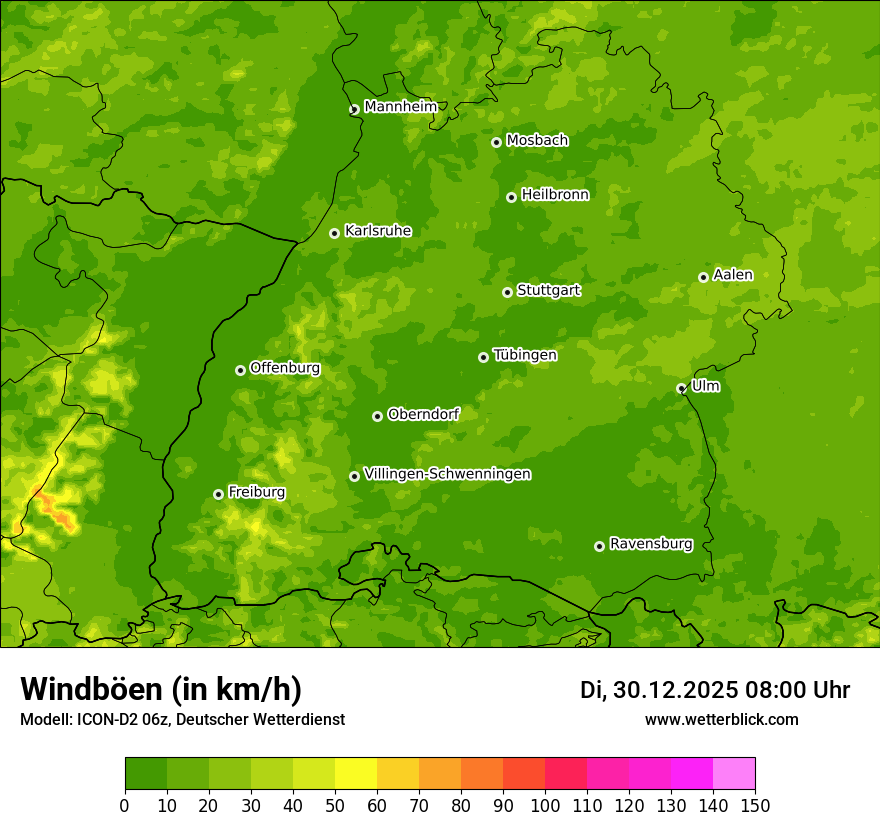 Modellkarten Windgeschwindigkeit