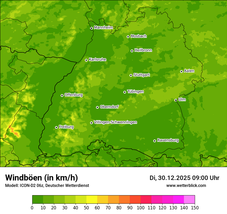 Modellkarten Windgeschwindigkeit