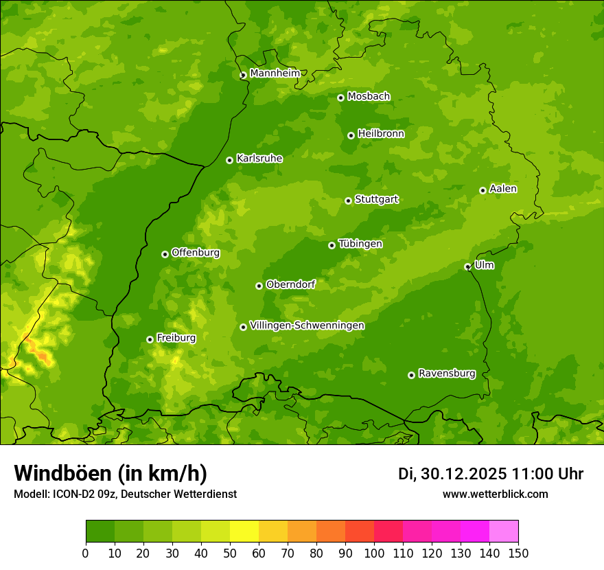 Modellkarten Windgeschwindigkeit