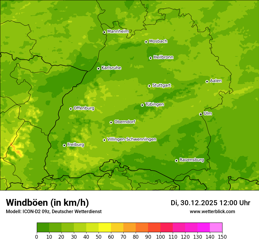 Modellkarten Windgeschwindigkeit