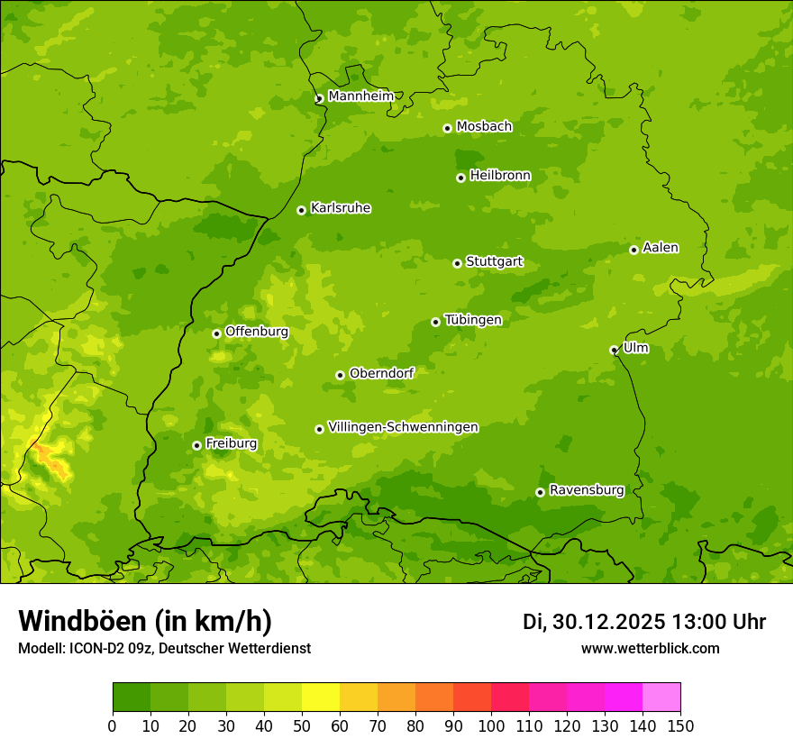 Modellkarten Windgeschwindigkeit