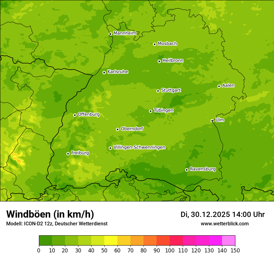 Modellkarten Windgeschwindigkeit