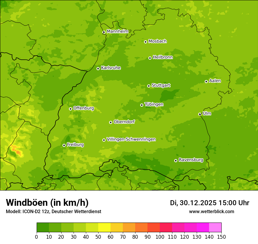 Modellkarten Windgeschwindigkeit