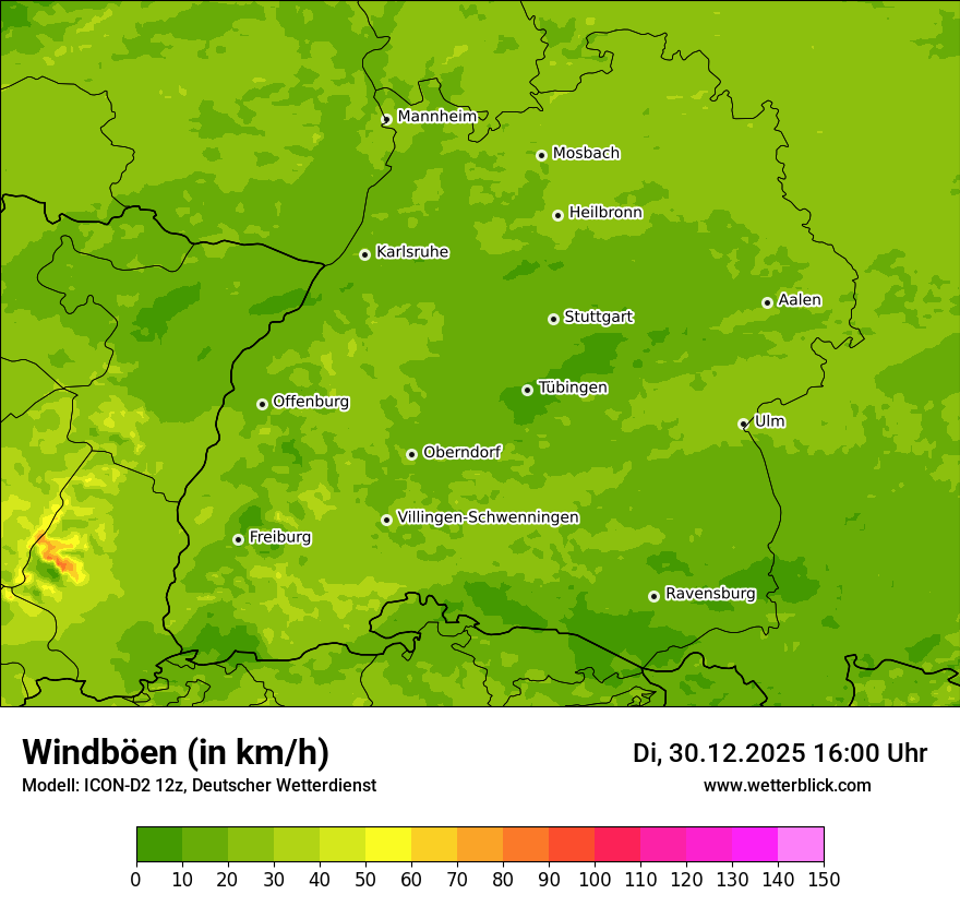 Modellkarten Windgeschwindigkeit