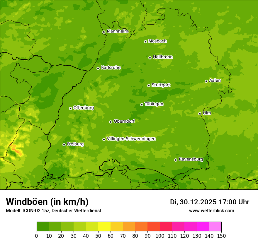 Modellkarten Windgeschwindigkeit