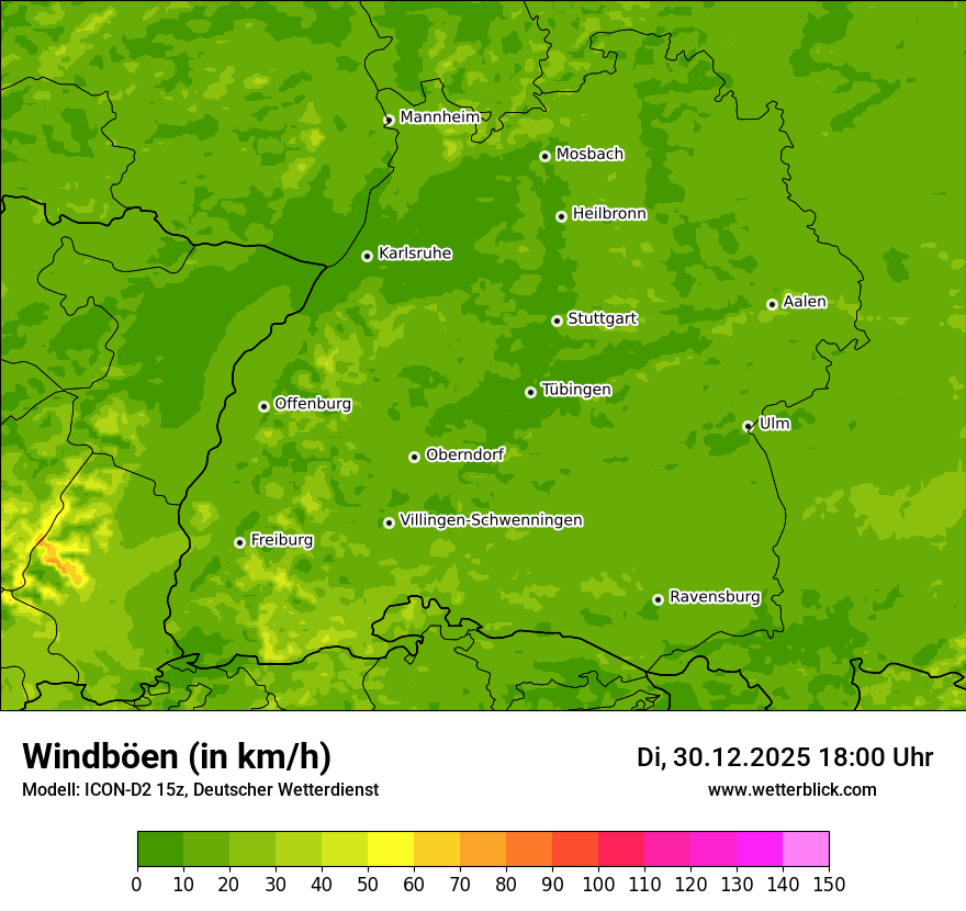 Modellkarten Windgeschwindigkeit