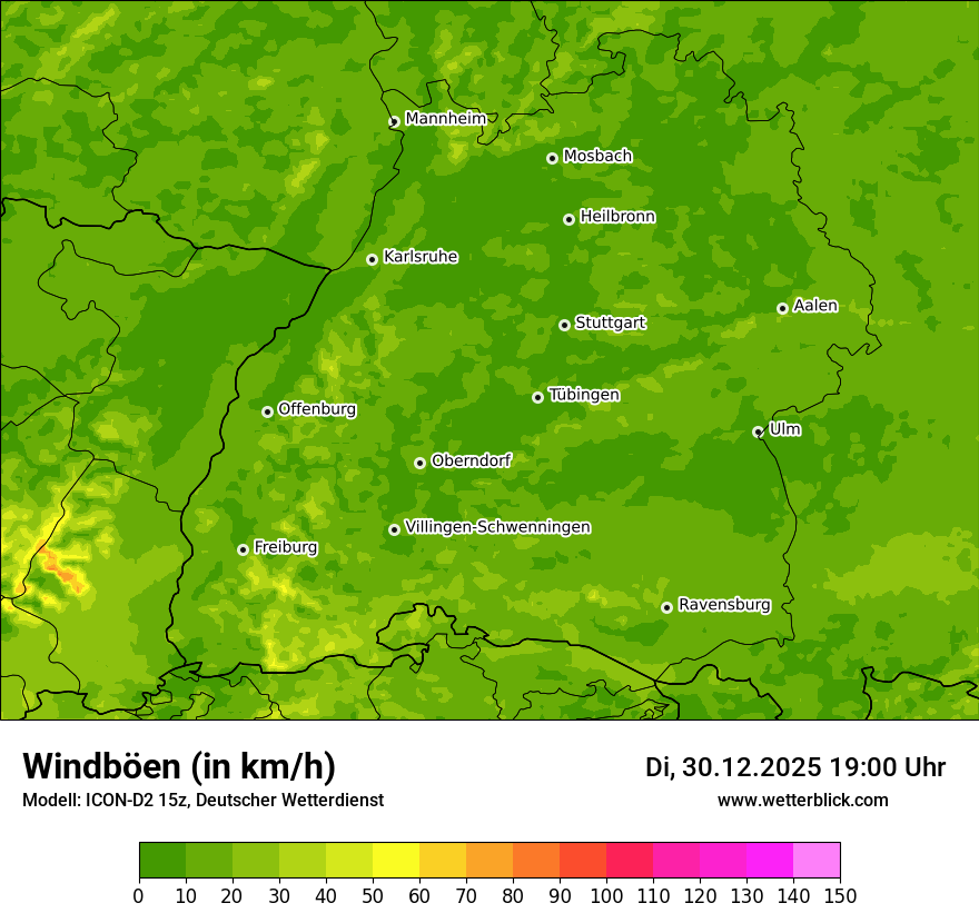 Modellkarten Windgeschwindigkeit