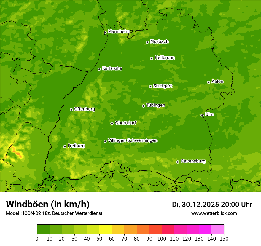 Modellkarten Windgeschwindigkeit