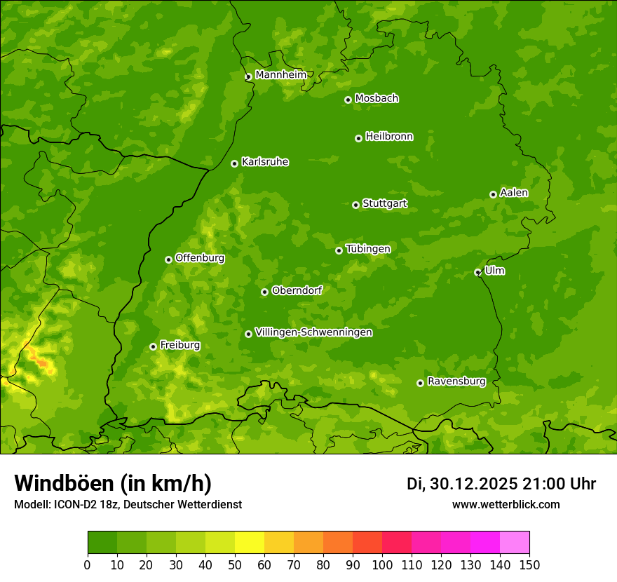 Modellkarten Windgeschwindigkeit