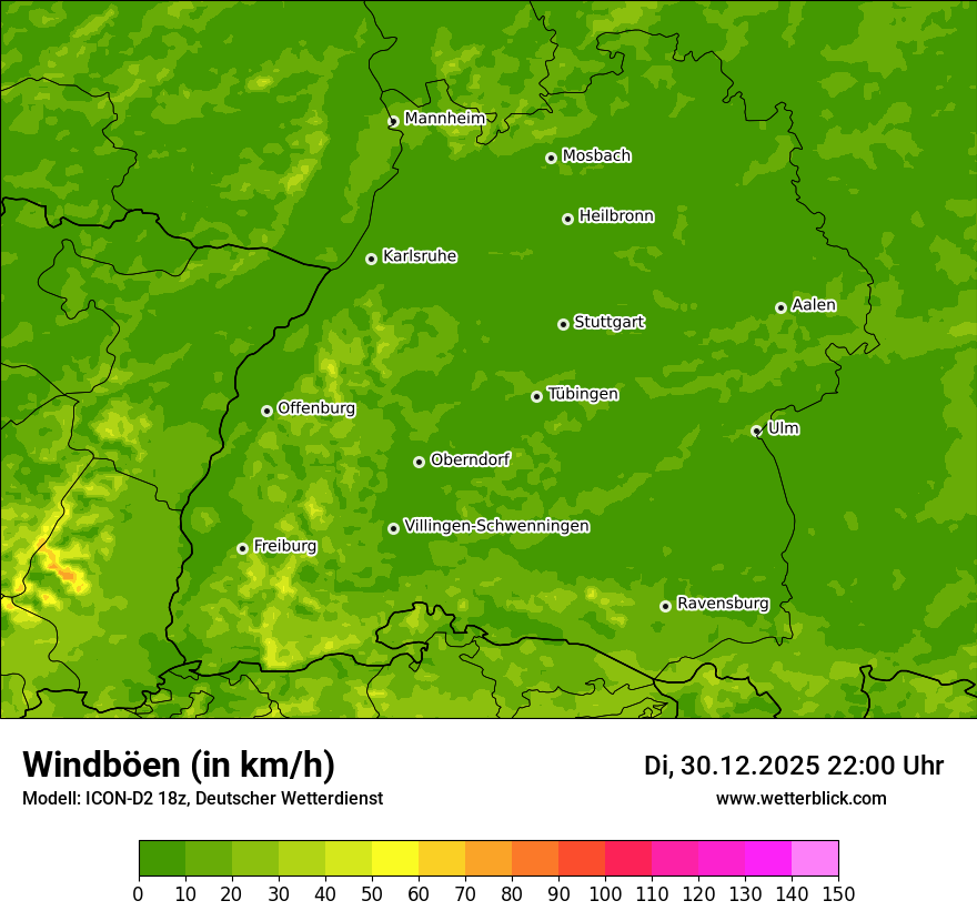 Modellkarten Windgeschwindigkeit