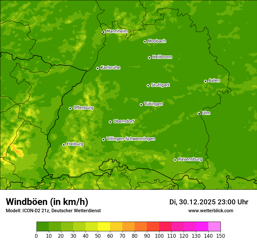 Modellkarten Windgeschwindigkeit