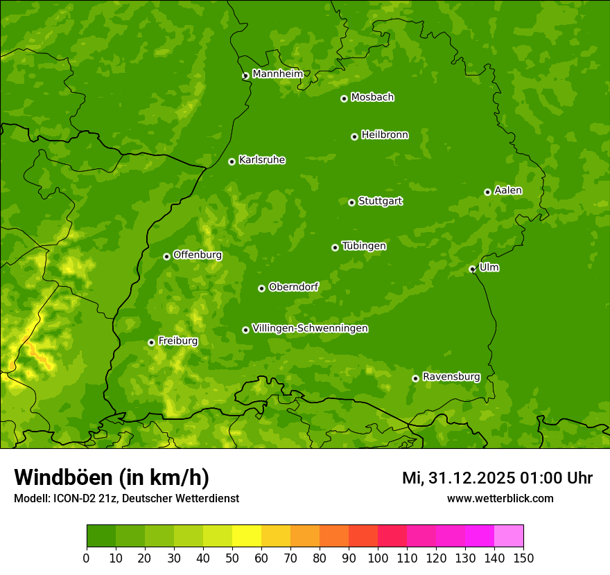 Modellkarten Windgeschwindigkeit