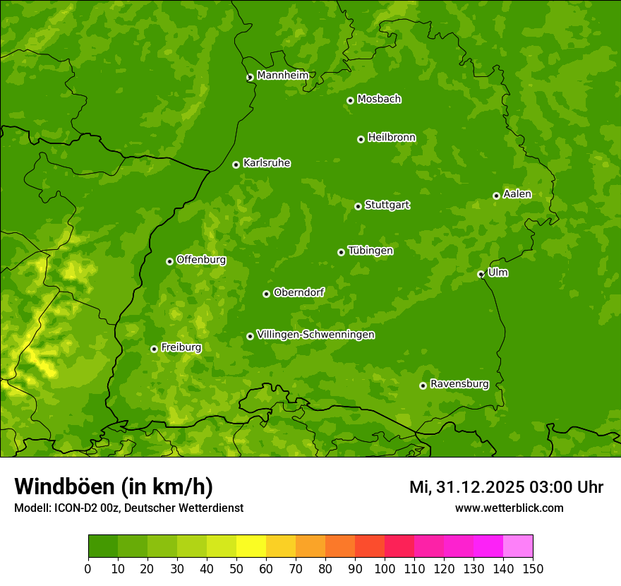 Modellkarten Windgeschwindigkeit