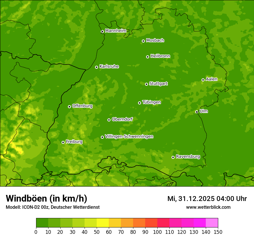 Modellkarten Windgeschwindigkeit