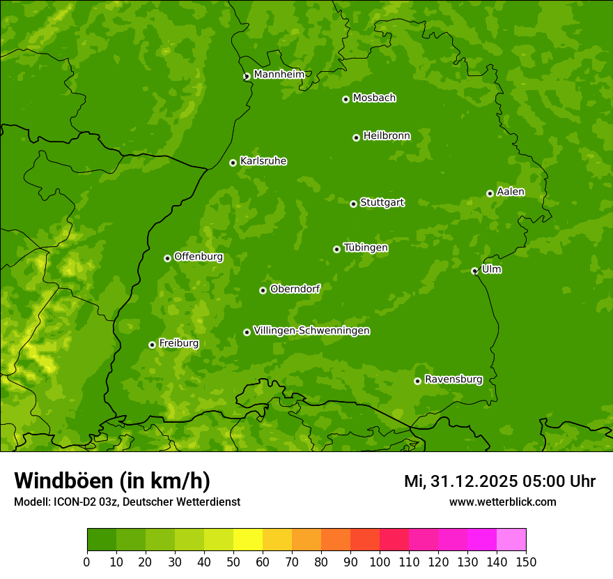 Modellkarten Windgeschwindigkeit