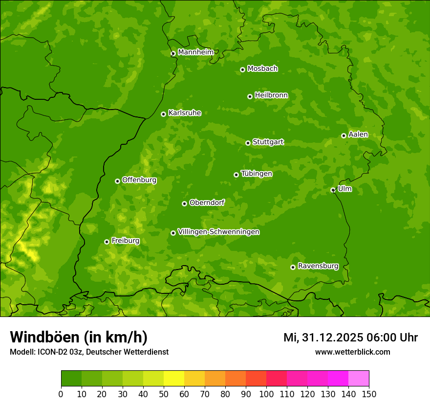 Modellkarten Windgeschwindigkeit