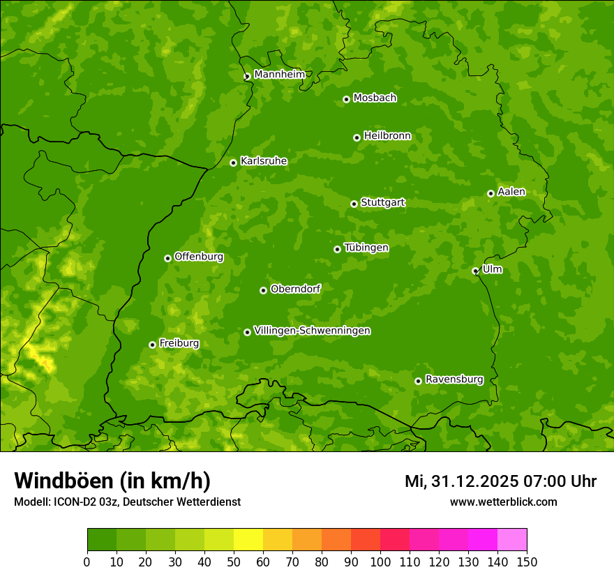 Modellkarten Windgeschwindigkeit