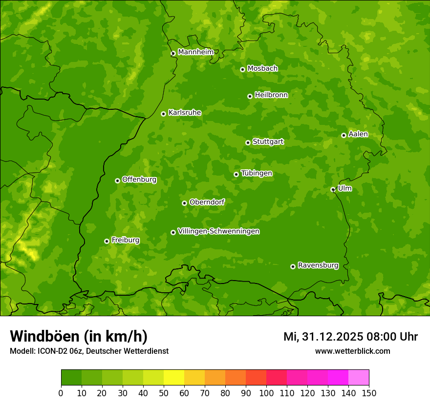 Modellkarten Windgeschwindigkeit