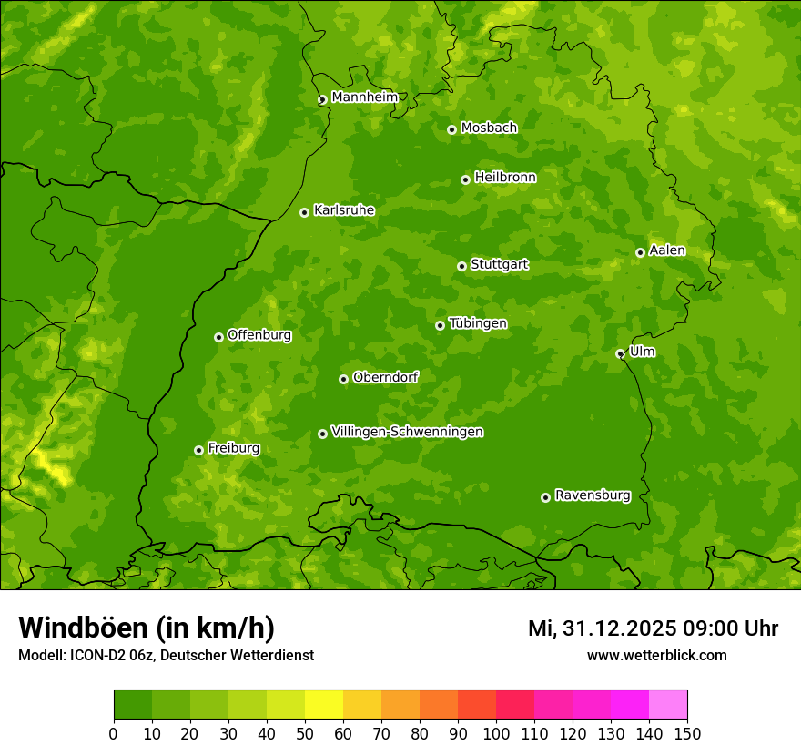 Modellkarten Windgeschwindigkeit