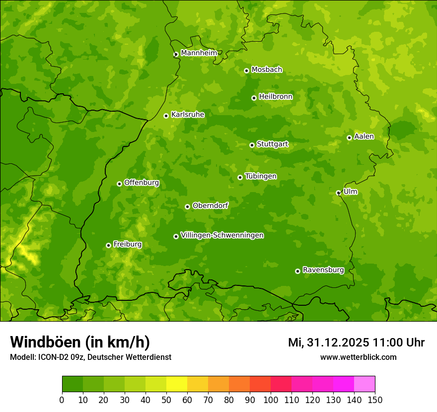 Modellkarten Windgeschwindigkeit