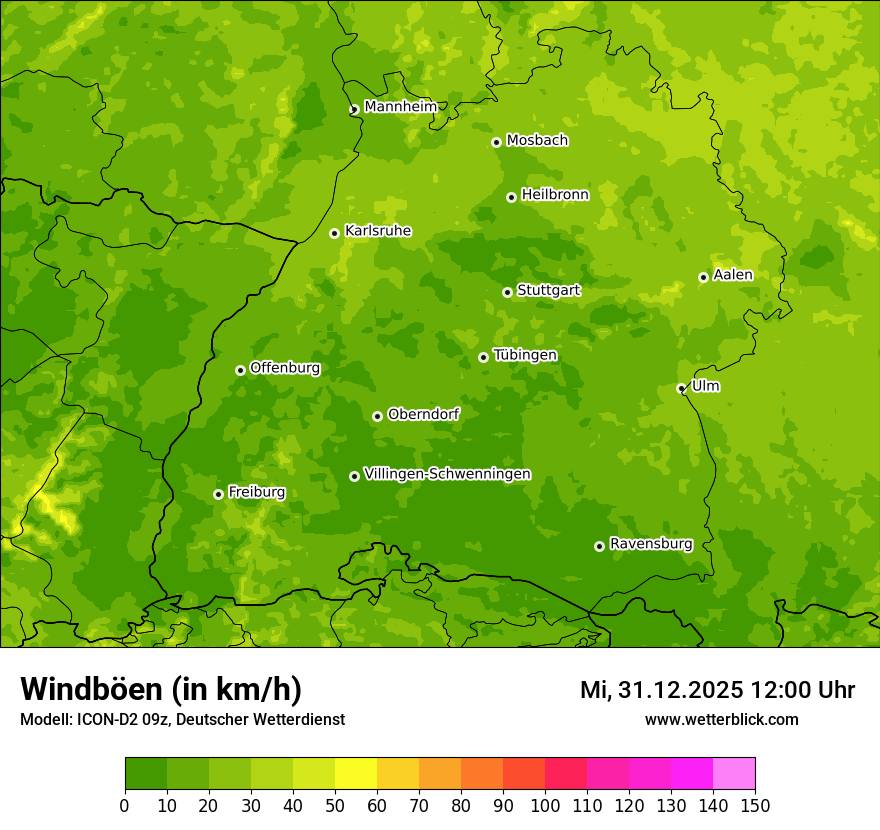 Modellkarten Windgeschwindigkeit