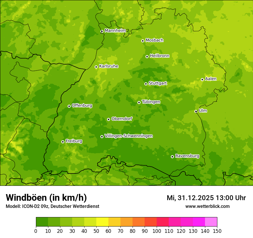 Modellkarten Windgeschwindigkeit