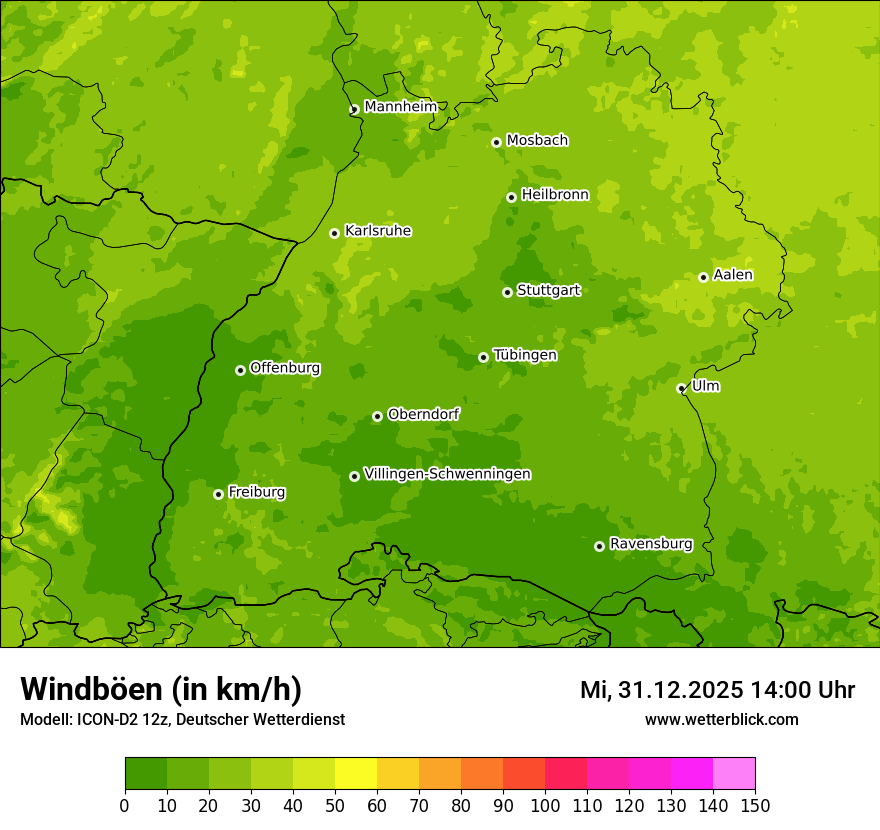 Modellkarten Windgeschwindigkeit