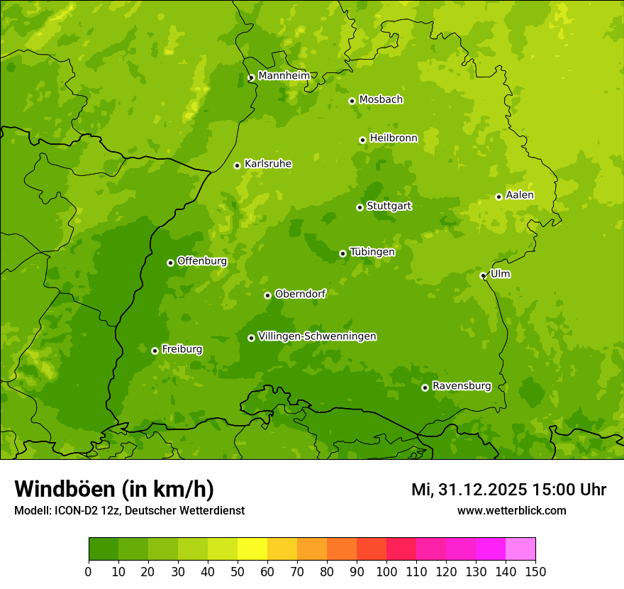 Modellkarten Windgeschwindigkeit