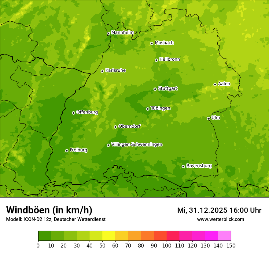 Modellkarten Windgeschwindigkeit