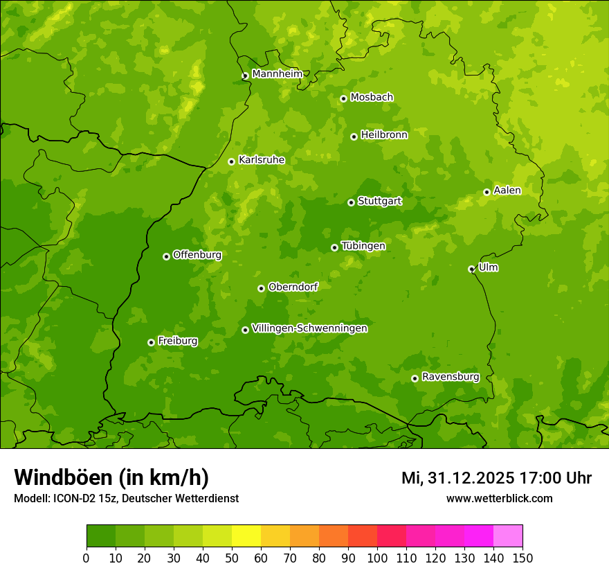 Modellkarten Windgeschwindigkeit