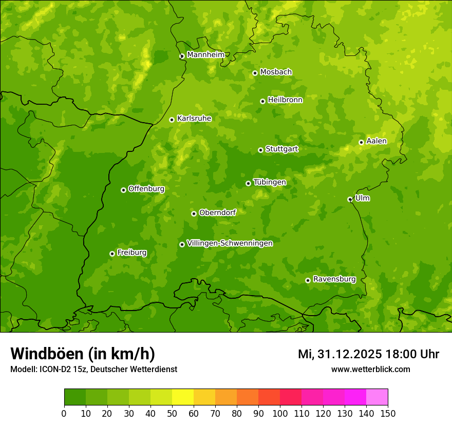Modellkarten Windgeschwindigkeit