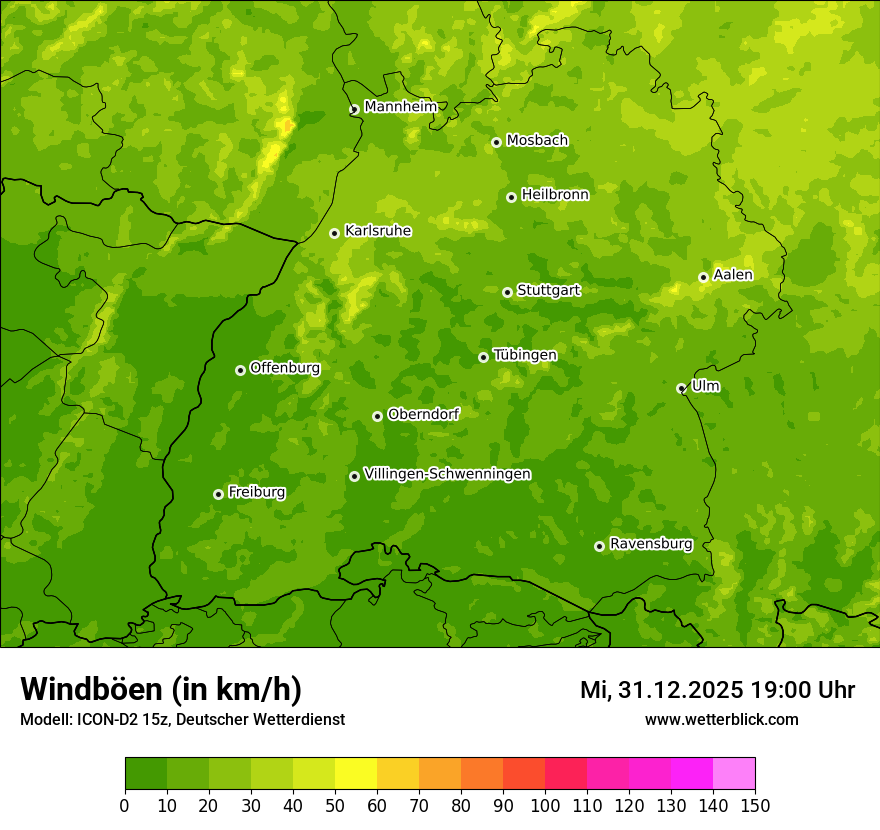 Modellkarten Windgeschwindigkeit