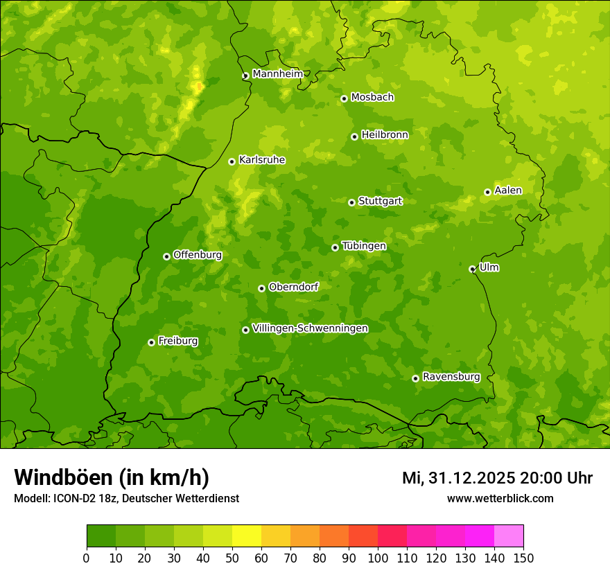 Modellkarten Windgeschwindigkeit