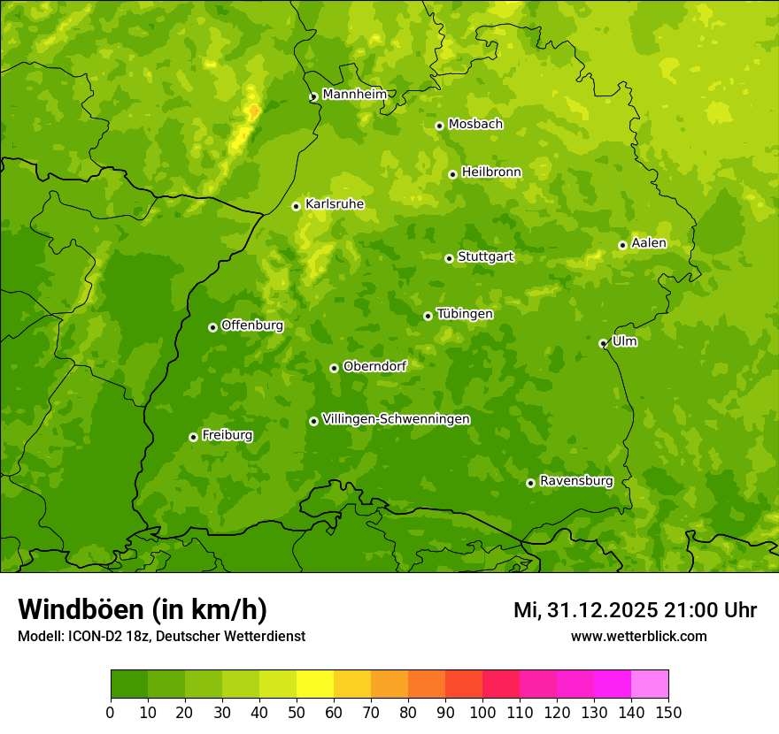 Modellkarten Windgeschwindigkeit