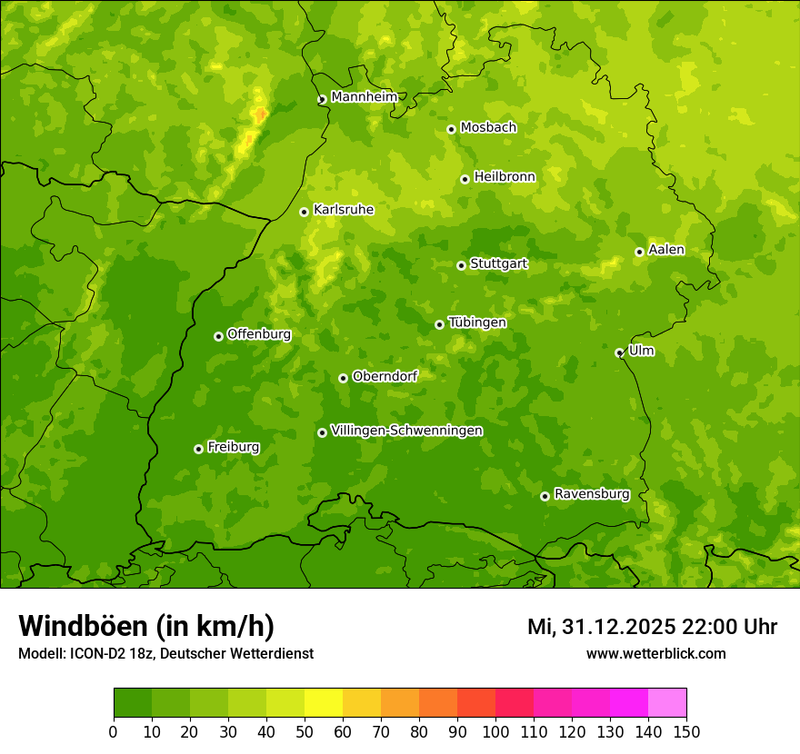 Modellkarten Windgeschwindigkeit